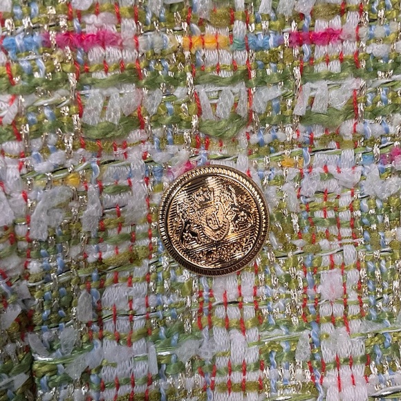 NWT $198 RACHEL ZOE Tweed Fringe Metallic Double Breasted Tweed Blazer Size Med - Picture 4 of 8